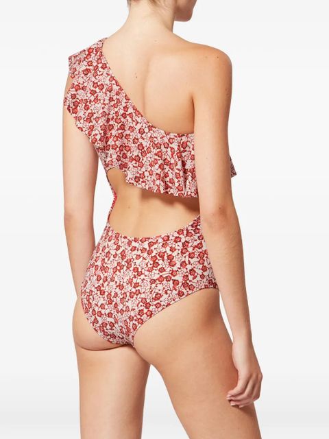 ISABEL MARANT Sicilya ruffled floral swimsuit - Red