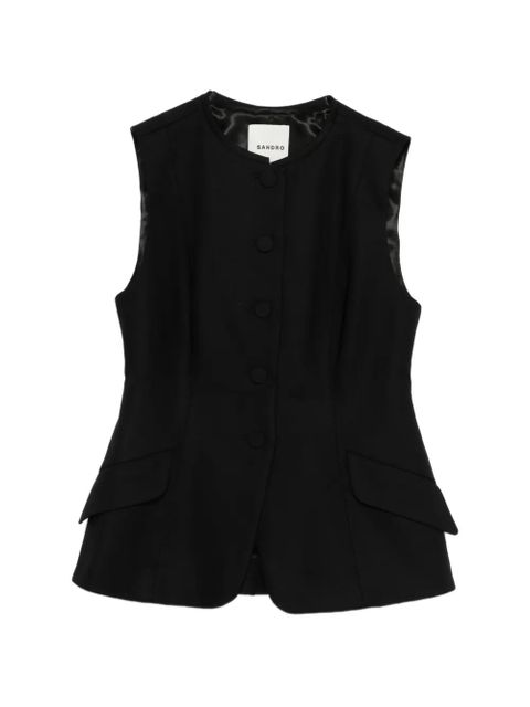 SANDRO buttoned front-pocket gilet - Black - zdjęcie produktu nr 1