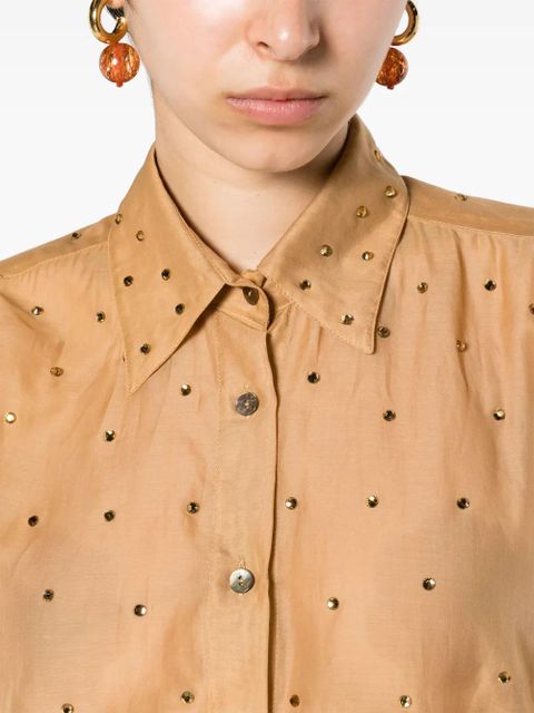 Oséree rhinestoned cotton blend shirt - Neutrals