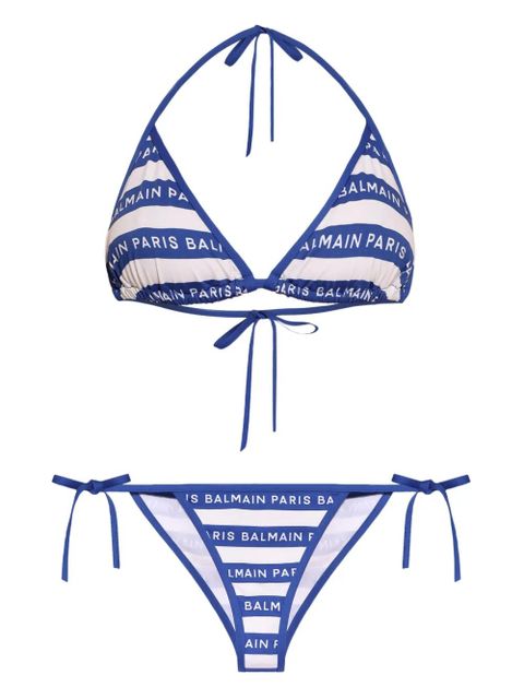 Balmain striped logo-print bikini - Blue - zdjęcie produktu nr 1