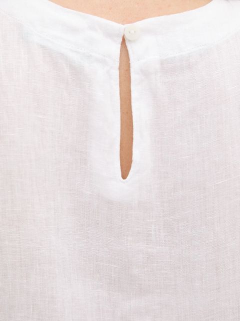 United Colors of Benetton bluzka lniana damska kolor biały gładka 5BMLDQ0BU