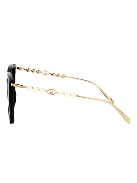Gucci Eyewear pearl-embellished square-frame sunglasses - Black