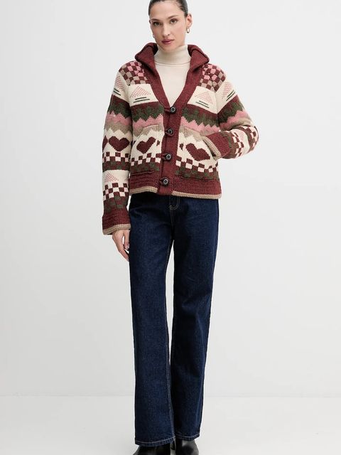 Barbour kardigan z dodatkiem wełny RUBY damski kolor czerwony ciepły LKN1695 - zdjęcie produktu nr 2