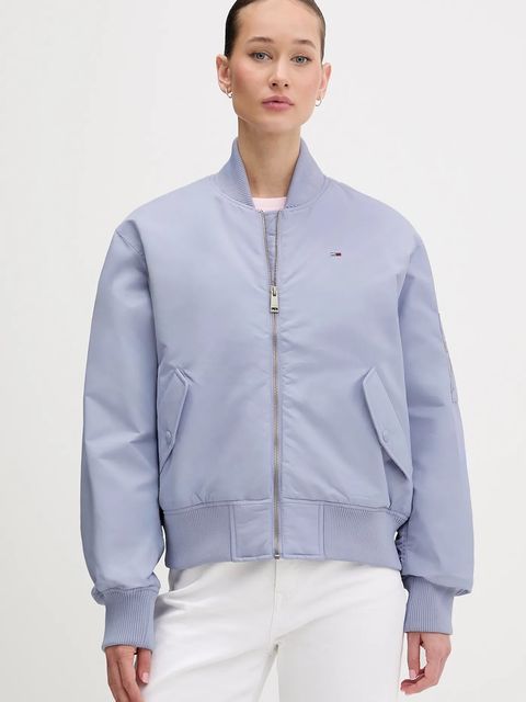 Tommy Jeans kurtka bomber kolor niebieski przejściowa oversize DW0DW22046 - zdjęcie produktu nr 1