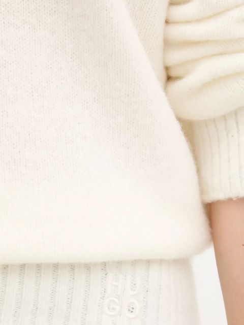 HUGO sweter z wełną damski kolor beżowy 50545082