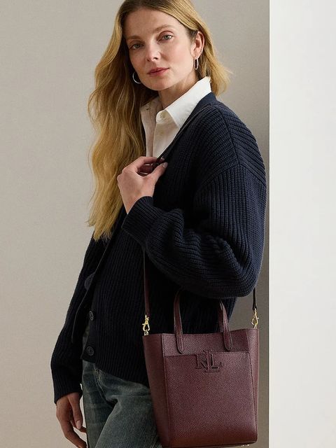 Lauren Ralph Lauren torebka skórzana kolor bordowy 431966760