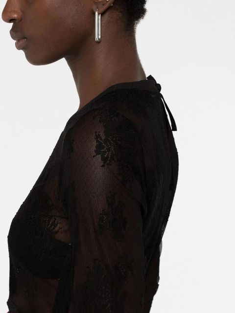 GCDS semi-sheer lace top - Black