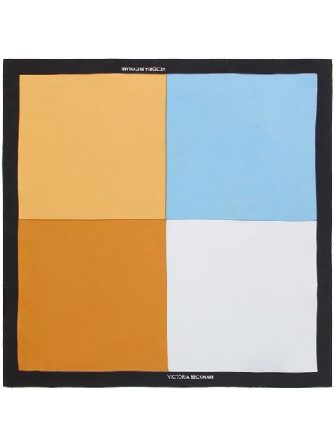 Victoria Beckham colour block-print silk scarf - Blue - zdjęcie produktu nr 1