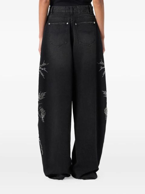 Blumarine embellished wide-leg trousers - Black