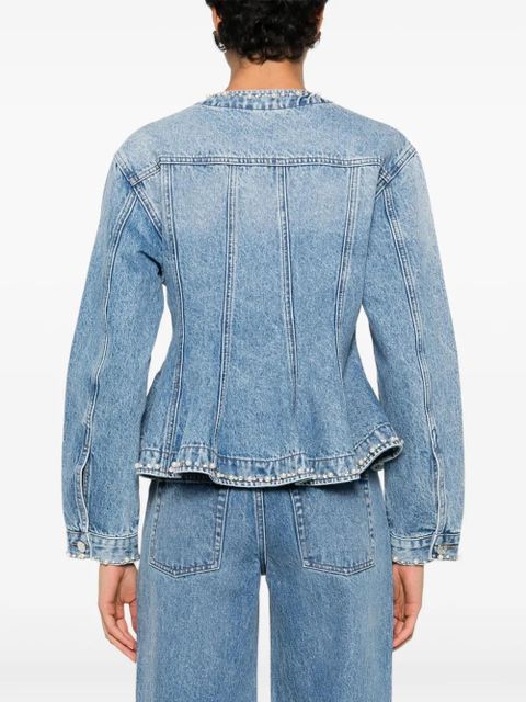 SANDRO pearl-embellishment denim jacket - Blue