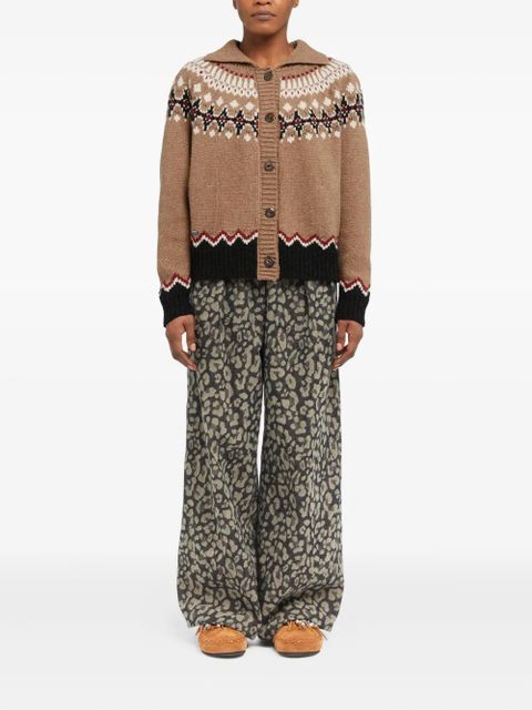 Alanui Sweet Winter fair-isle wool cardigan - Brown