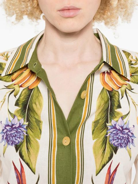 FARM Rio floral-print button-up shirt - White