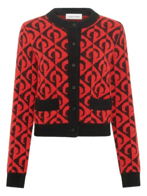 Marine Serre Moon lozenge-knit cardigan - Red - zdjęcie produktu nr 1
