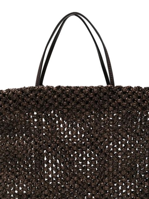 The Row mini Barn weaved tote bag - Brown