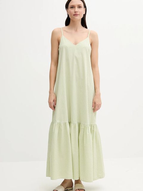 United Colors of Benetton sukienka kolor zielony maxi rozkloszowana 4SZRDV0B8 - zdjęcie produktu nr 2