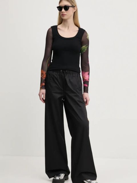 Desigual spodnie bawełniane PAISLEY LACROIX damskie kolor czarny proste high waist 25SWPW19