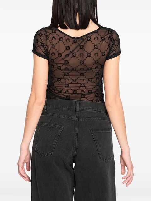 Marine Serre monogram mesh top - Black