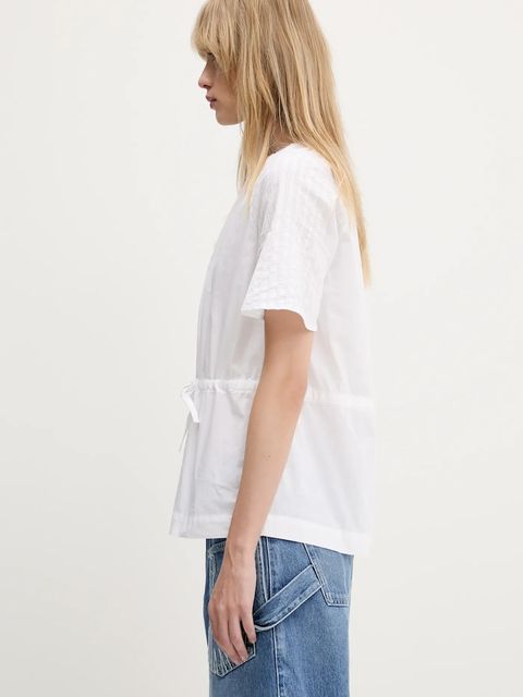 Samsoe Samsoe bluzka bawełniana Satoma damska kolor biały gładka F25100007 - zdjęcie produktu nr 2