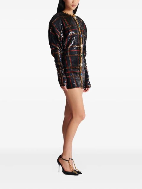 Balmain sequin-embellished plaid dress - Black - zdjęcie produktu nr 2