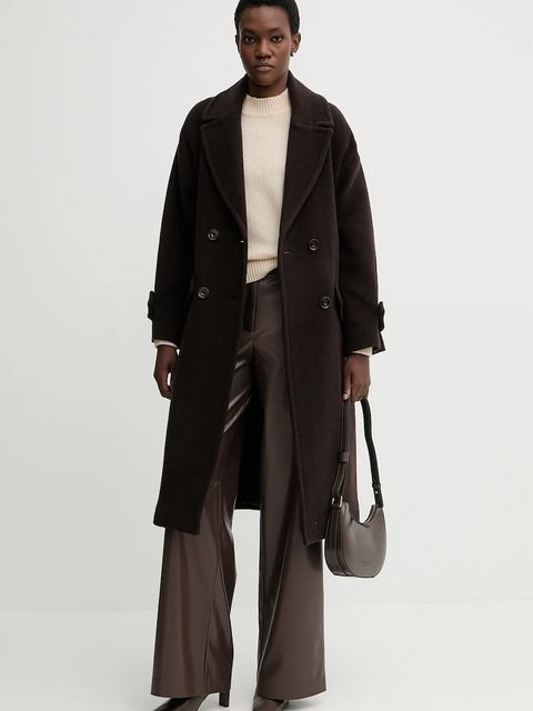 Sessun sweter wełniany damski kolor beżowy z półgolfem 25109005