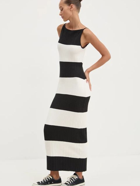 Abercrombie & Fitch sukienka kolor czarny maxi dopasowana KI159-4740