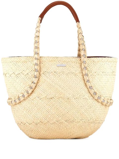 Aquazzura Isla woven straw tote bag - Neutrals - zdjęcie produktu nr 1