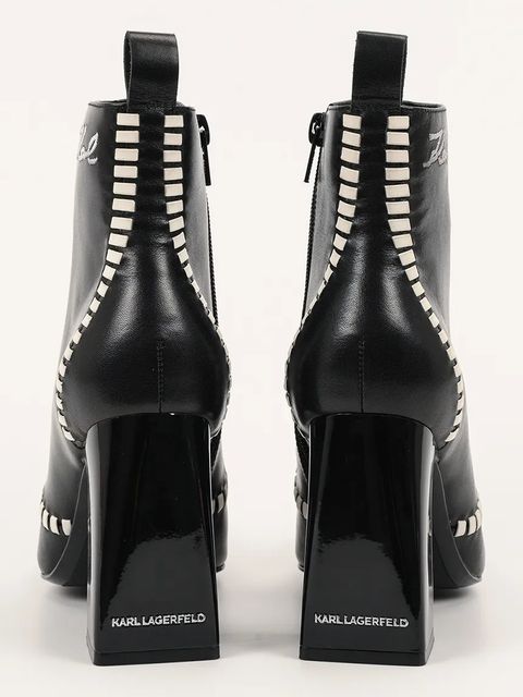 Karl Lagerfeld botki skórzane ASTRA NOVA damskie kolor czarny na słupku KL33142