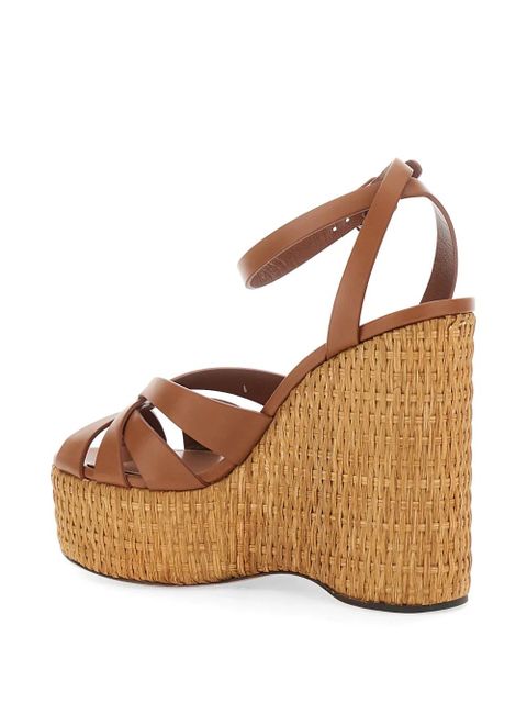 Aquazzura Copacabana woven wedge-heel sandals - Brown