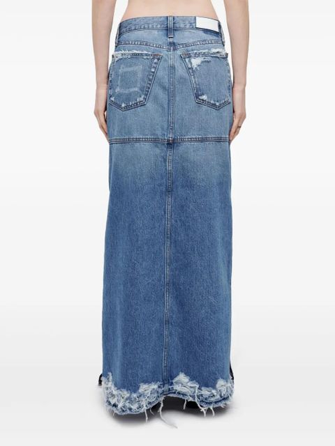 RE/DONE split mid-rise denim skirt - Blue