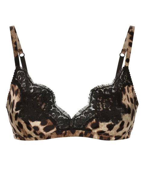 Dolce & Gabbana leopard-print lace-detail bra - Neutrals - zdjęcie produktu nr 1
