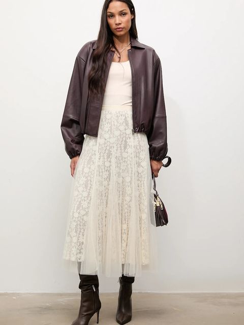 Answear.LAB spódnica kolor beżowy maxi rozkloszowana - zdjęcie produktu nr 2