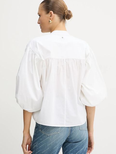 BOSS Orange bluzka bawełniana damska kolor biały gładka 50552766