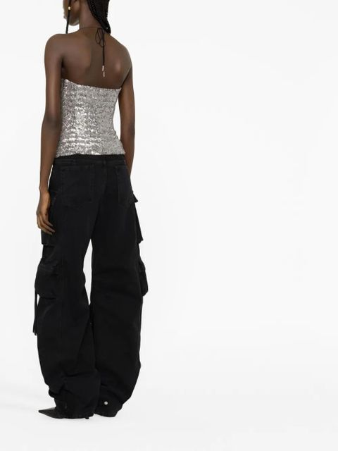 The Attico sequin-embellishment halterneck top - Silver