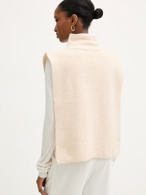 Morgan kamizelka damski kolor beżowy z półgolfem 5COLA