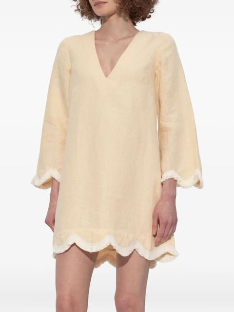 Posse Essie scalloped-hem linen dress - Yellow