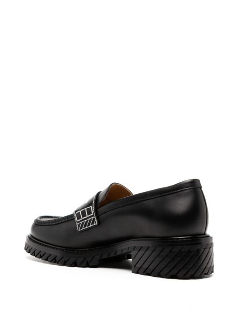 Off-White Military logo-print leather loafers - Black