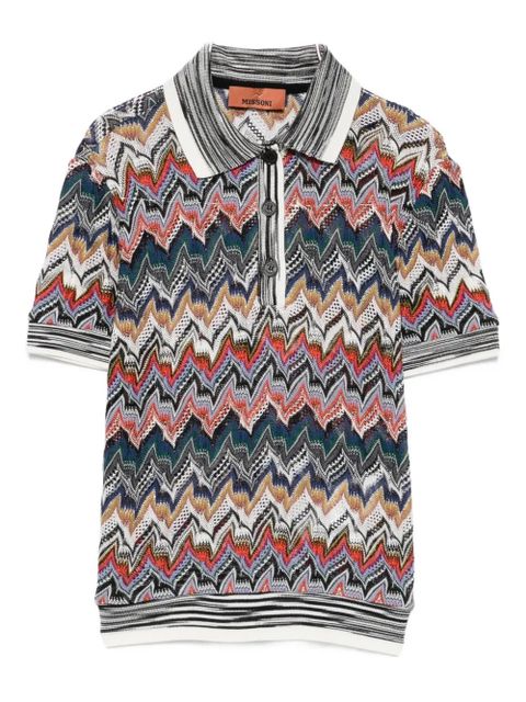 Missoni zigzag-knit polo shirt - Brown