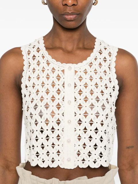 SANDRO floral-crochet vest - Neutrals