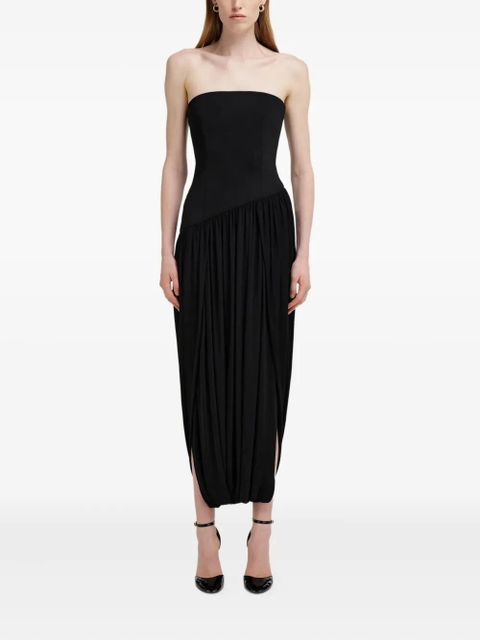 Ferragamo asymmetric ruched bustier midi dress - Black - zdjęcie produktu nr 2