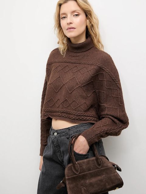 Answear.LAB sweter z kaszmirem damski kolor brązowy ciepły z golfem - zdjęcie produktu nr 1