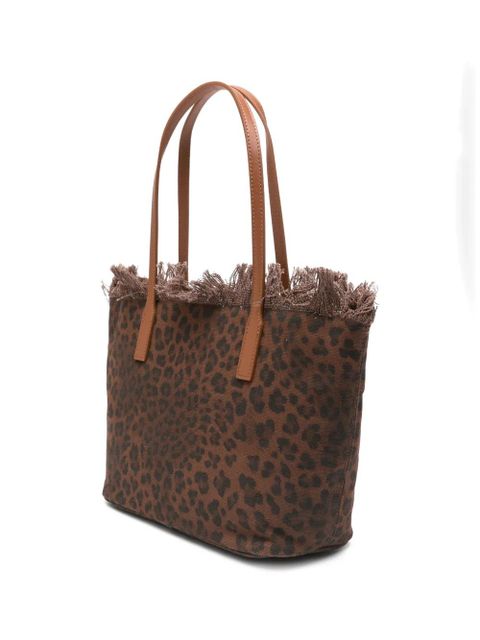 MC2 Saint Barth City fringed leopard-print tote bag - Brown