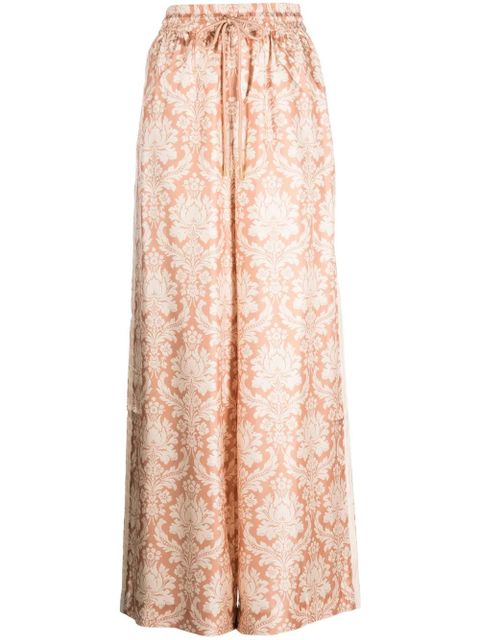 ZIMMERMANN damask-print silk palazzo trousers - Neutrals - zdjęcie produktu nr 1