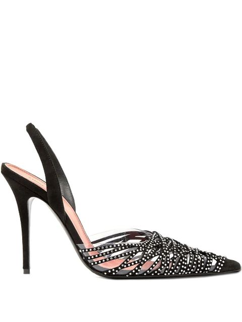 Amina Muaddi Lori beaded slingback pumps - Black - zdjęcie produktu nr 1