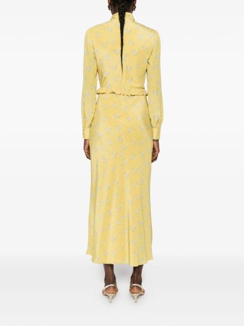 Alessandra Rich floral-print ruffled midi dress - Yellow