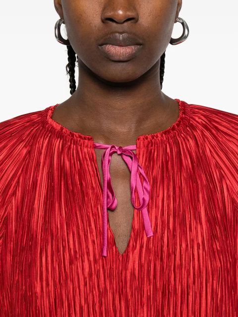 Simkhai plissé ruffled mini dress - Red