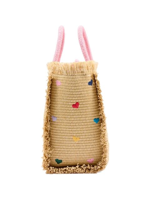 MC2 Saint Barth Vanity heart embroidered fringed tote bag - Neutrals