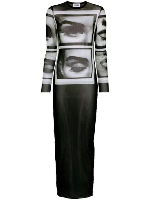 Jean Paul Gaultier face-print mesh maxi dress - Black - zdjęcie produktu nr 1