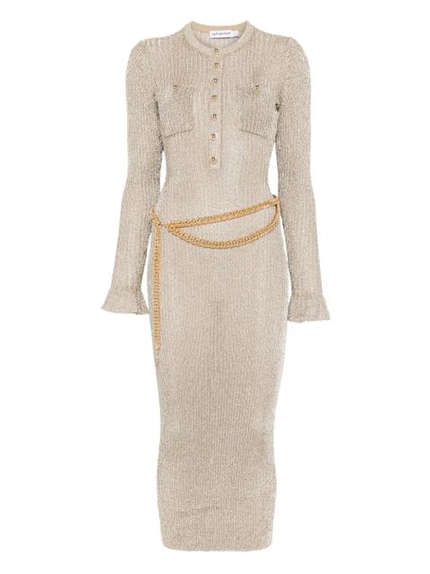 Self-Portrait ribbed midi dress - Gold - zdjęcie produktu nr 1