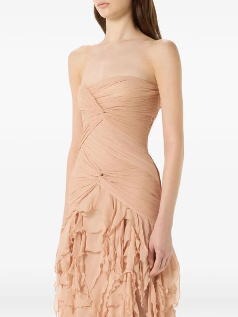 Blumarine ruched ruffled maxi dress - Neutrals