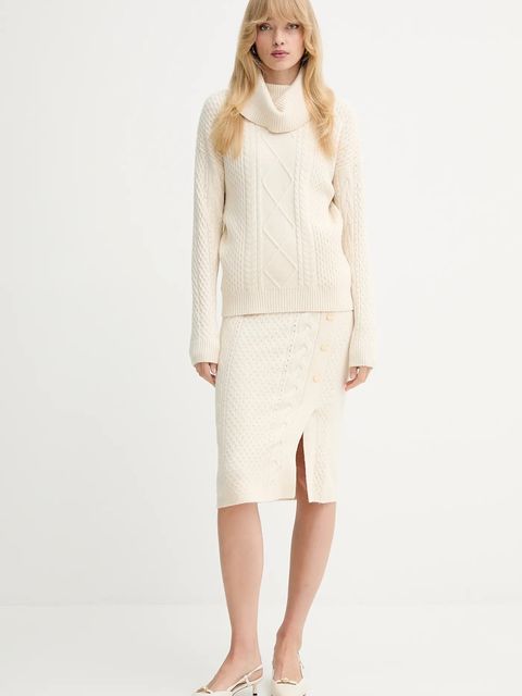 Fracomina spódnica kolor beżowy midi ołówkowa FR25WG4007K50201 - zdjęcie produktu nr 2